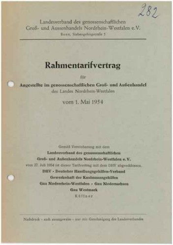 Rahmentarifvertrag für den genossenschaftlichen Groß- und Aussenhandel 1954
