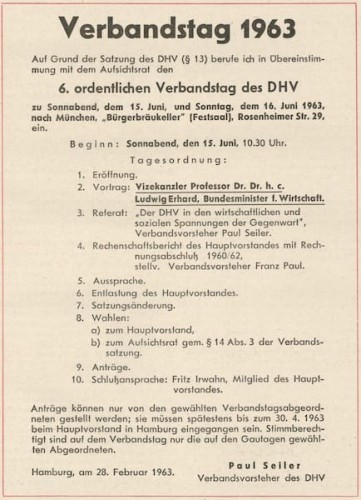 Programm des 6. Verbandstages in München 1963